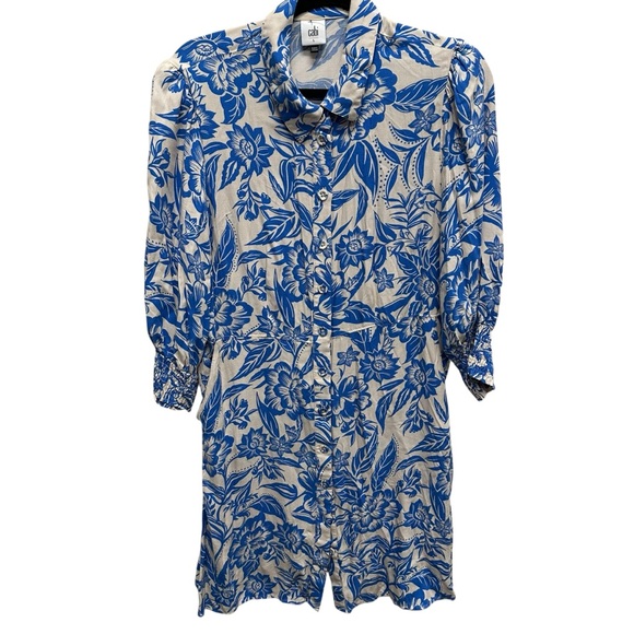 CAbi Athena Dress, Style 6149 women’s size large blue floral - Picture 2 of 12